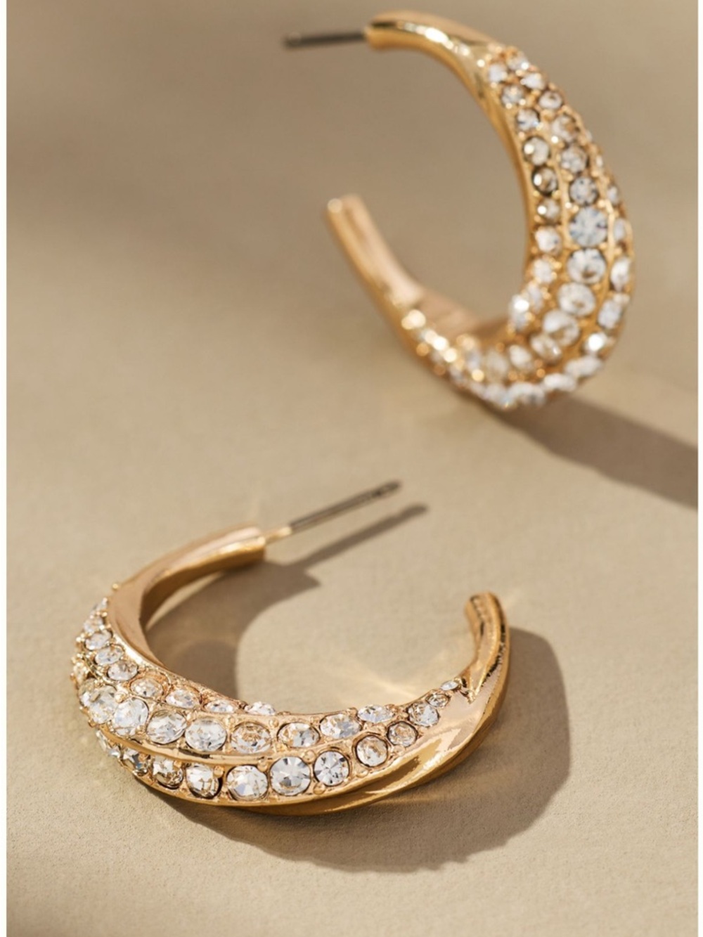 Anthropologie - Crystal Column Hoop Earrings